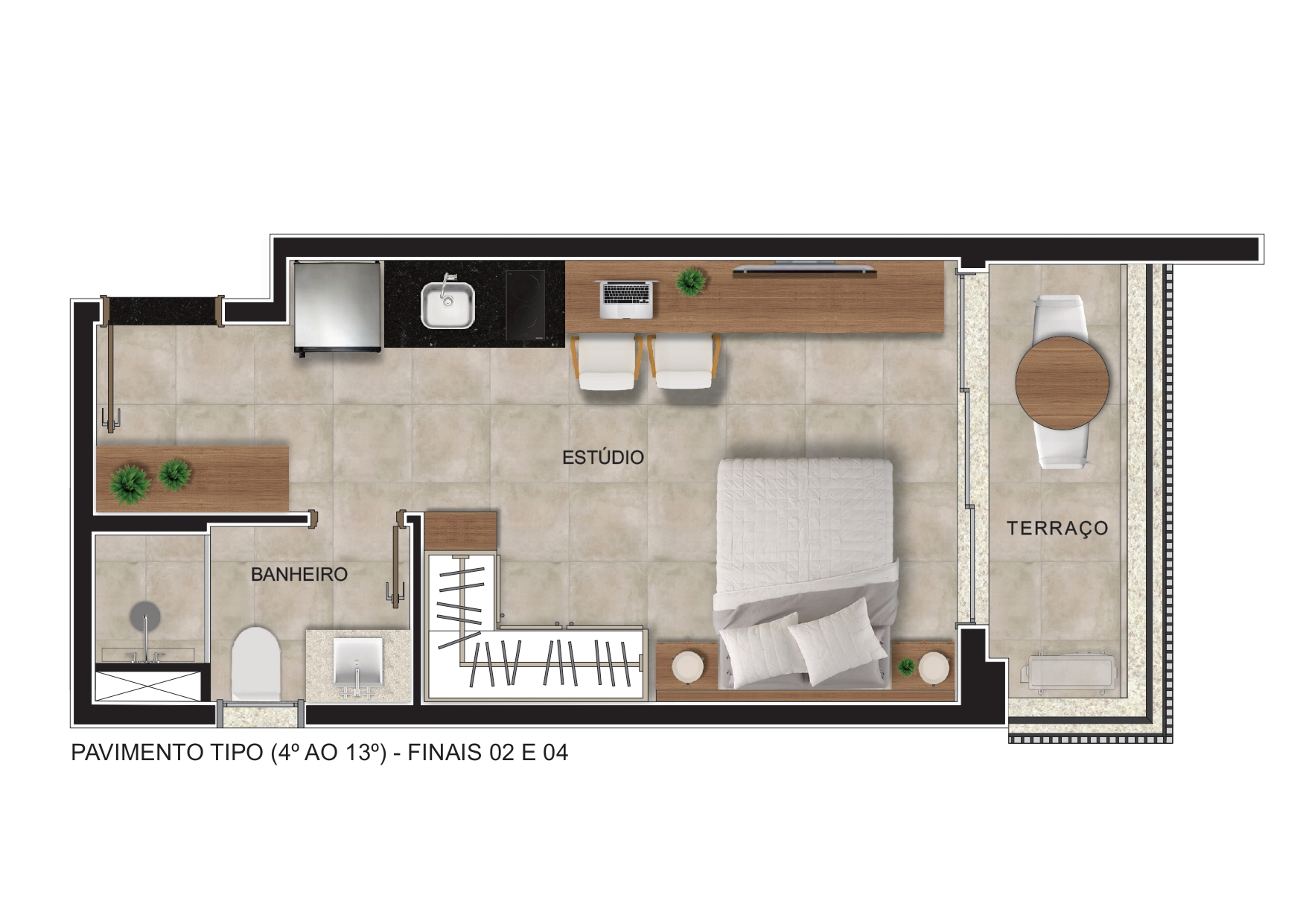 Planta 06 - 1 dorm 29m² - studio
