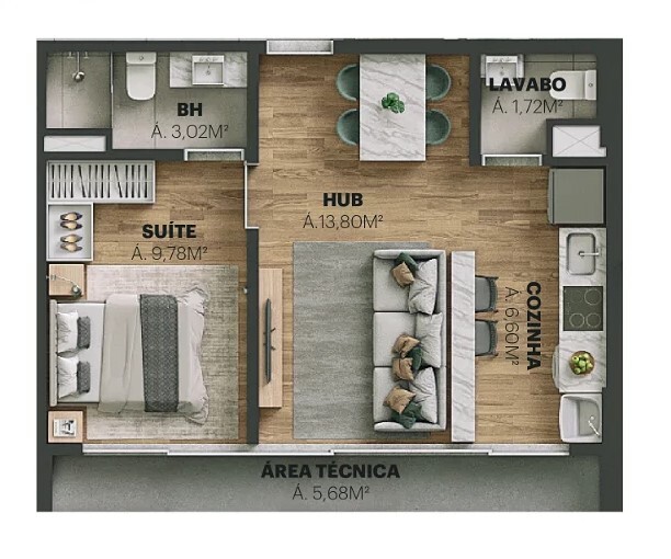 Planta 29 - 1 dorm 39,82m²