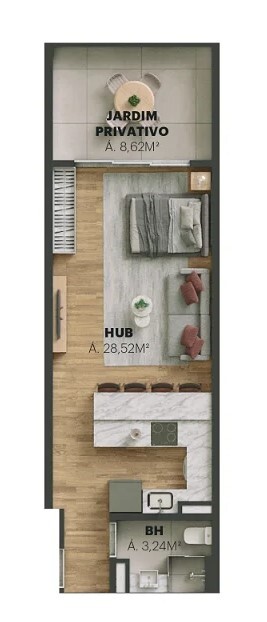 Planta 37 - 1 dorm 45,60m² - garden