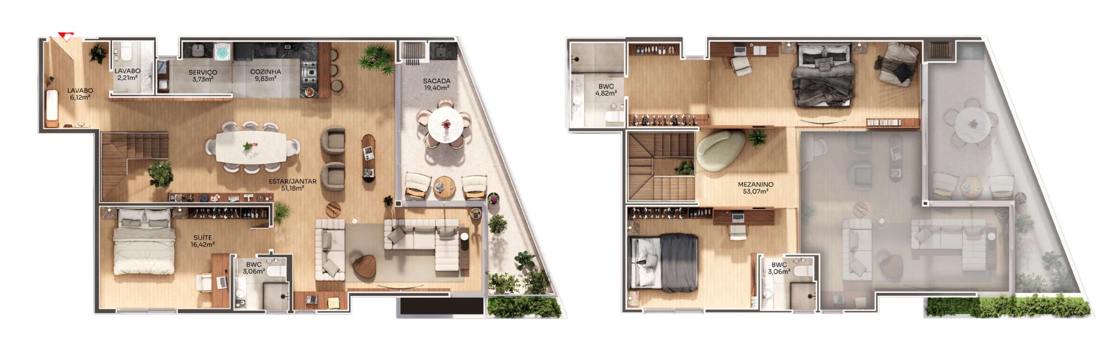 Planta 03 - 2 dorm 199,89m² - duplex