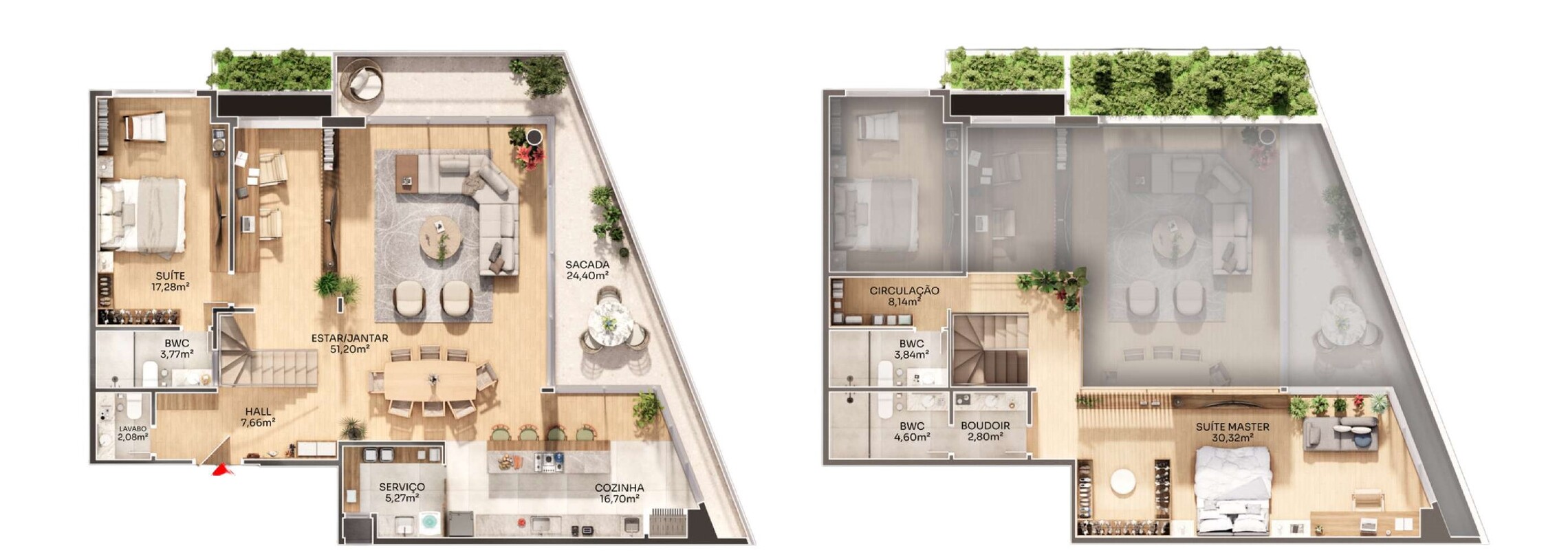 Planta 04 - 2 dorm 207,41m² - duplex