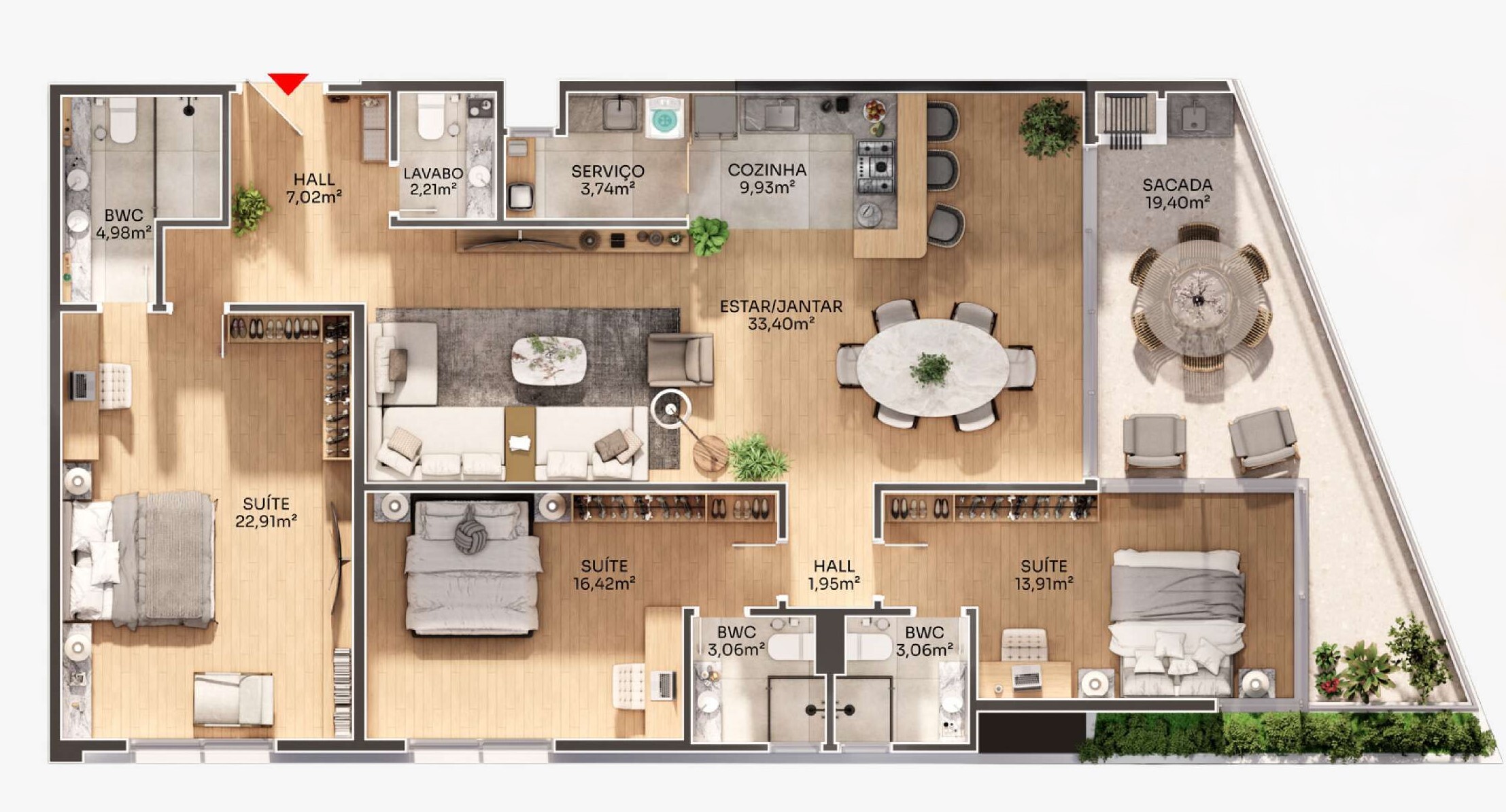 Planta 06 - 3 dorm 159,11m²