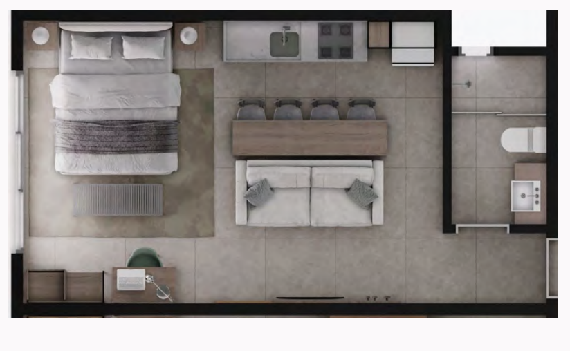 Planta 02 - 1 dorm 32,07m²