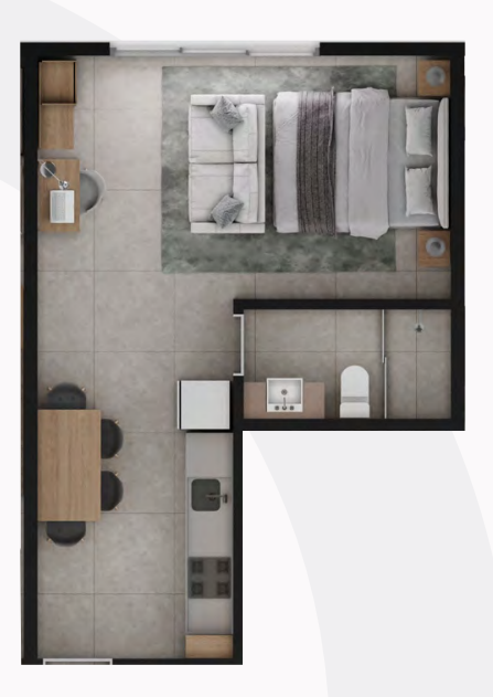 Planta 03 - 1 dorm 33,44m²