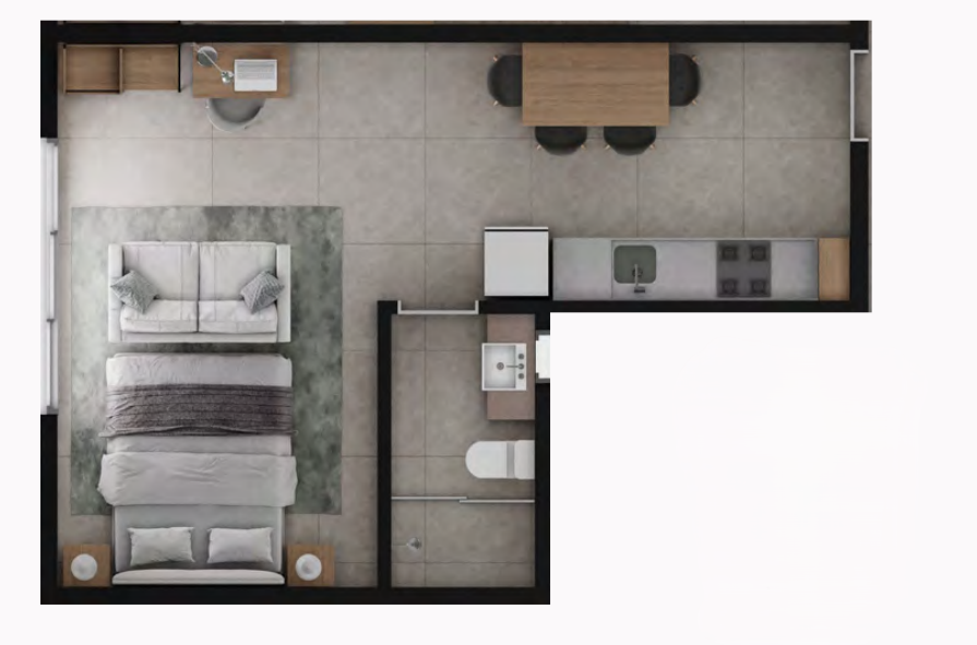 Planta 04 - 1 dorm 33,57m²