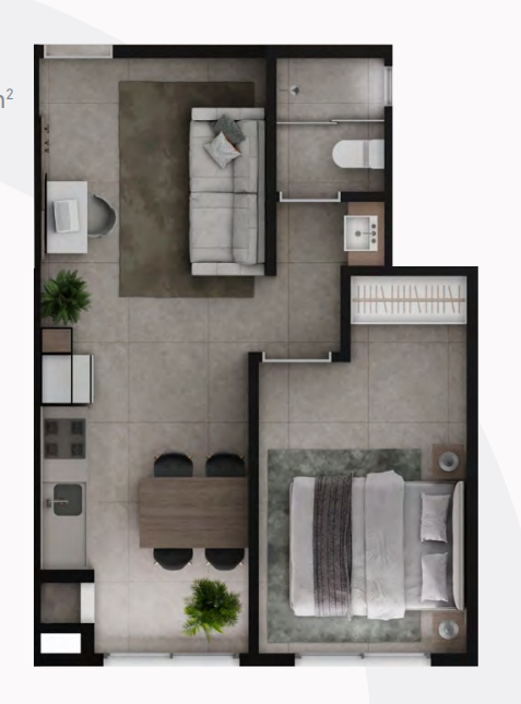 Planta 05 - 1 dorm 39,83m²