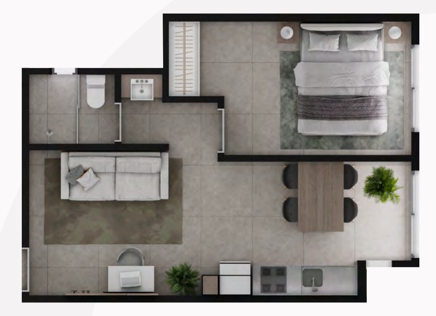 Planta 06 - 1 dorm 40,19m²