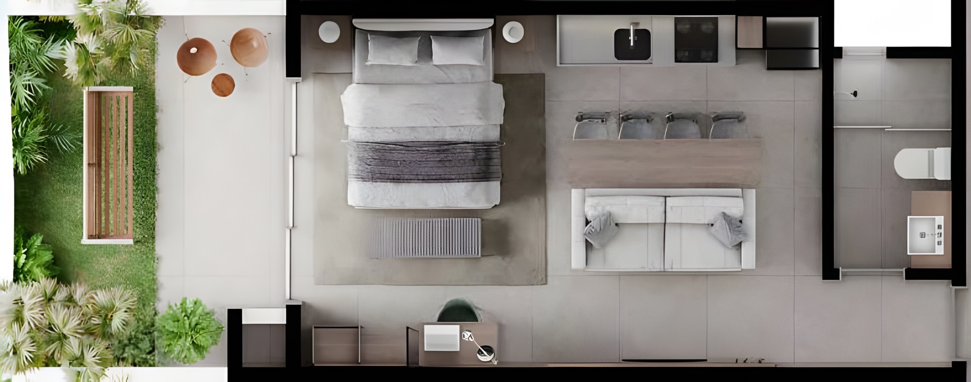 Planta 09 - 1 dorm 45,98m² - garden