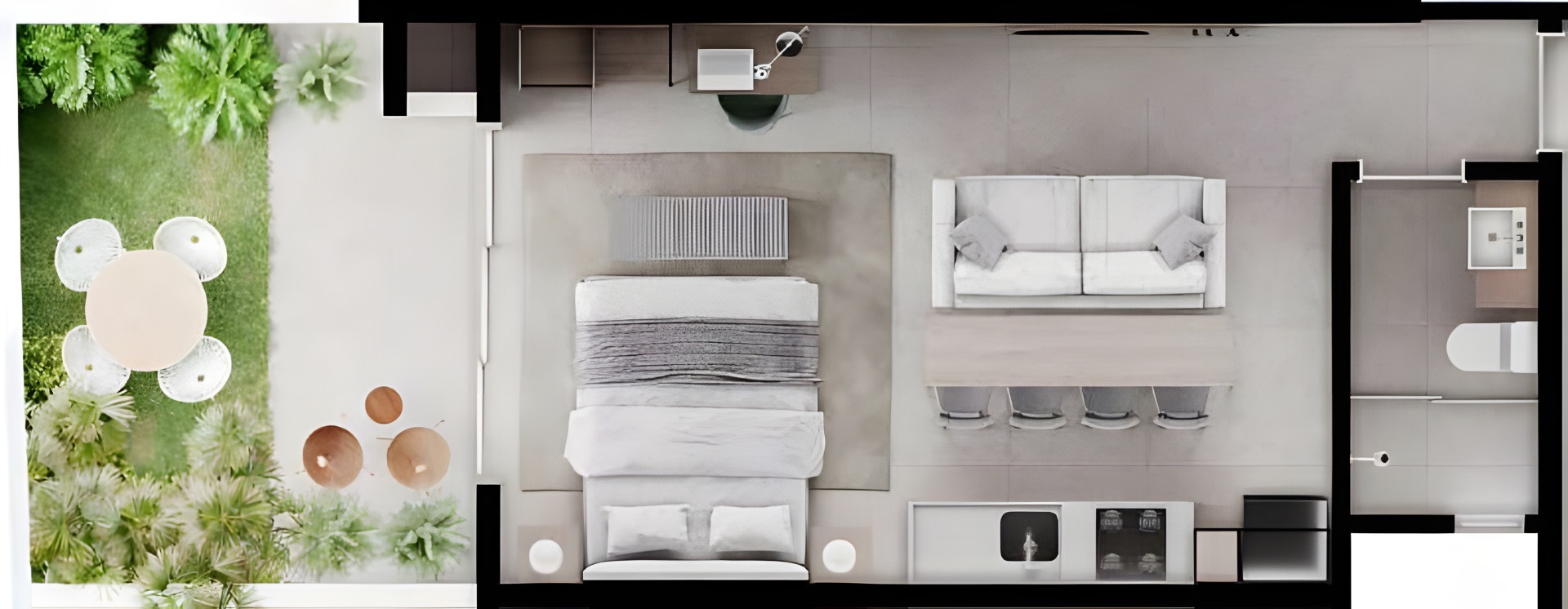 Planta 10 - 1 dorm 47,31m² - garden