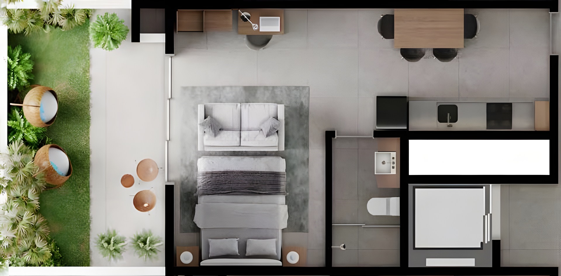 Planta 12 - 1 dorm 50,80m² - garden