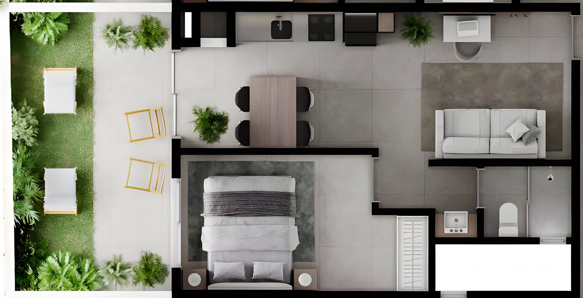 Planta 18 - 1 dorm 58,15m² - garden