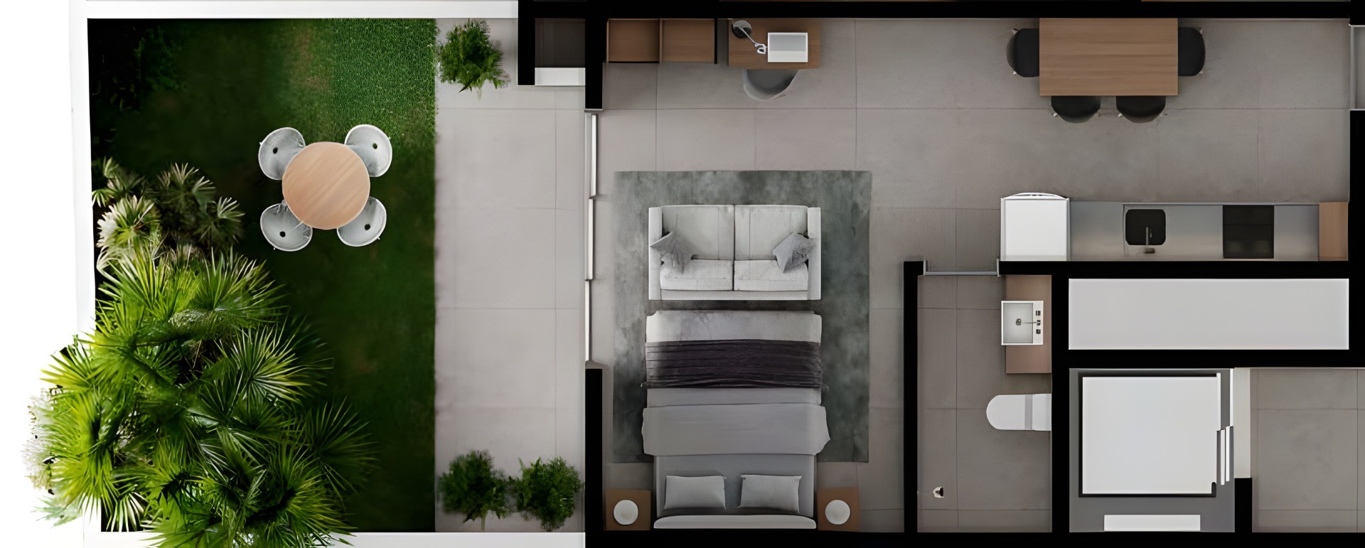 Planta 21 - 1 dorm 60,44m² - garden
