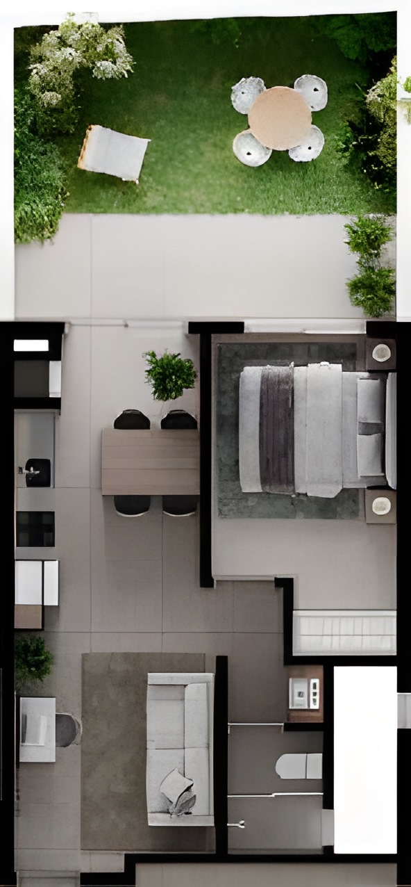 Planta 23 - 1 dorm 63,30m² - garden