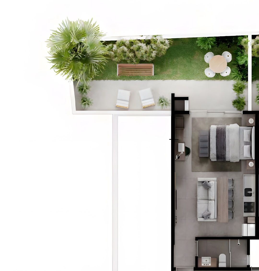 Planta 24 - 1 dorm 65,37m² - garden