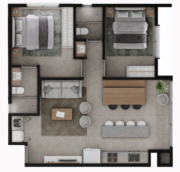 Planta 25 - 2 dorm 68,03m²