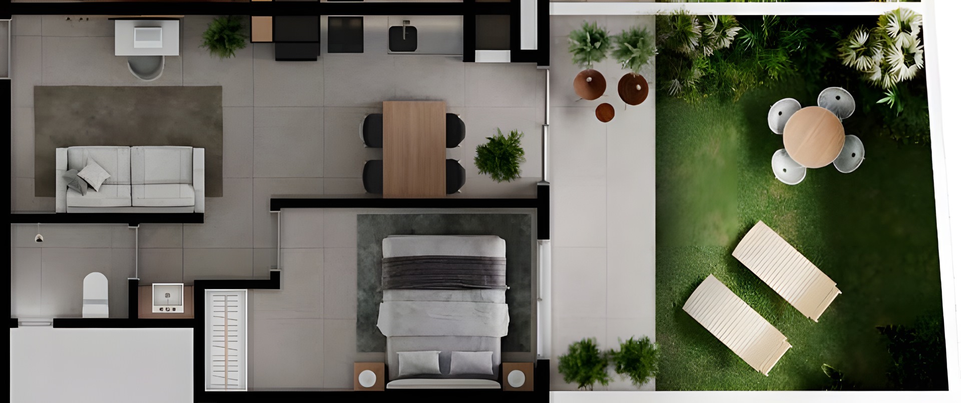 Planta 27 - 1 dorm 71,23m² - garden