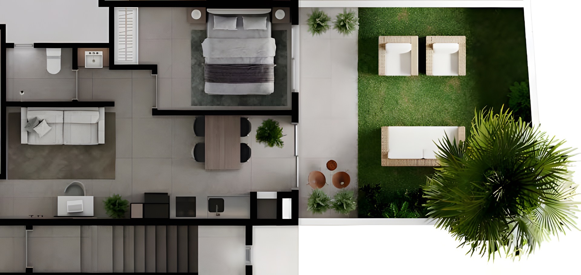 Planta 29 - 1 dorm 73,33m² - garden