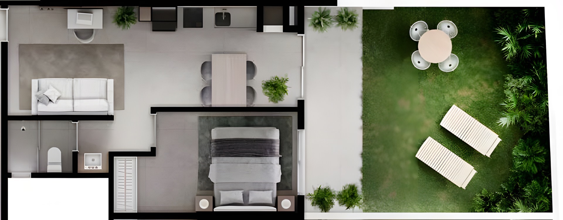 Planta 30 - 1 dorm 76,86m² - garden