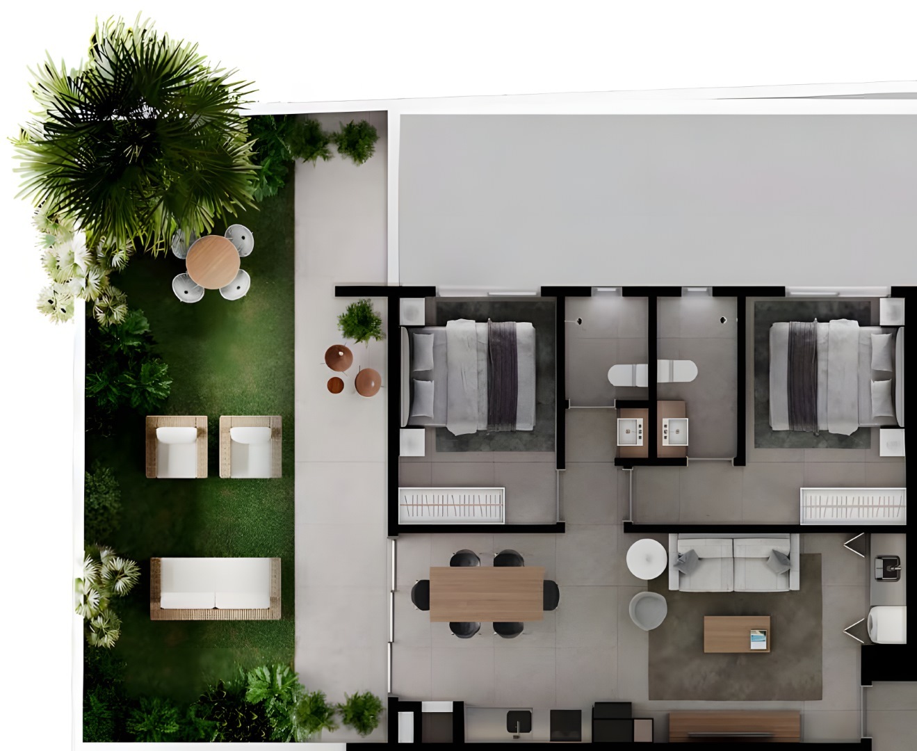 Planta 37 - 2 dorm 114,96m² - garden