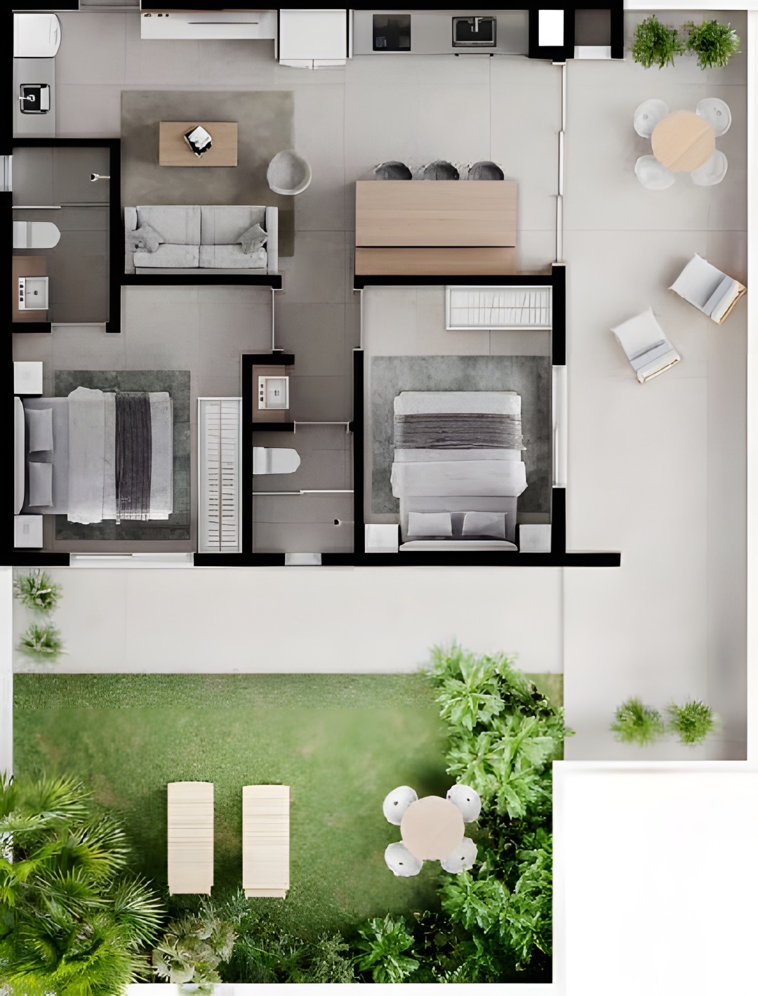 Planta 41 - 2 dorm 133,74m² - garden