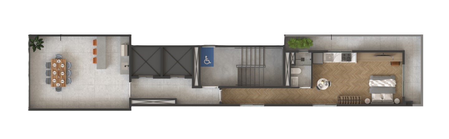 Planta 01 - 1 dorm 42,52m² - studio
