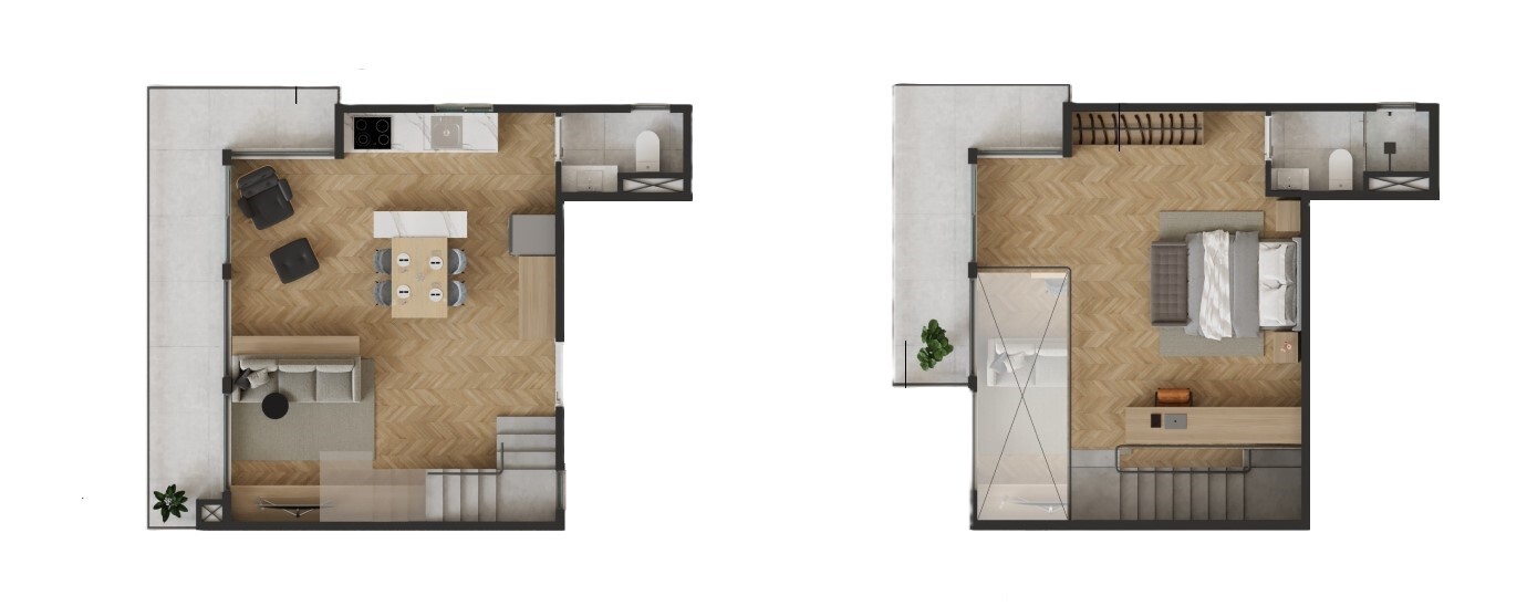 Planta 02 - 1 dorm 78,95m² - loft
