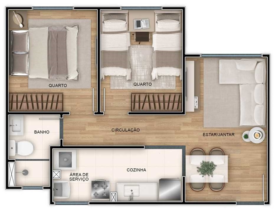 Planta 01 - 2 dorm 41,32m²