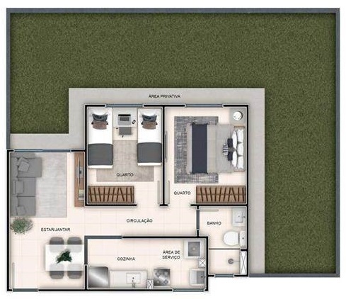 Planta 03 - 2 dorm 91,98m² - garden