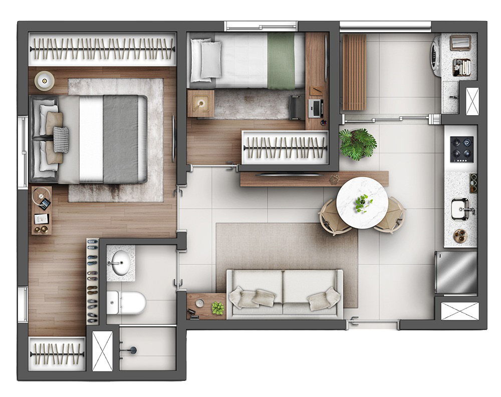 Planta 01 - 2 dorm 38,45m²