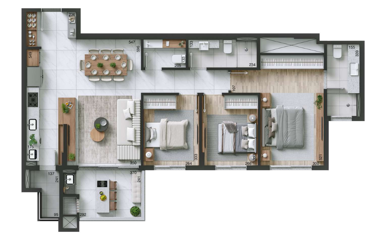 Planta 01 - 3 dorm 112m²