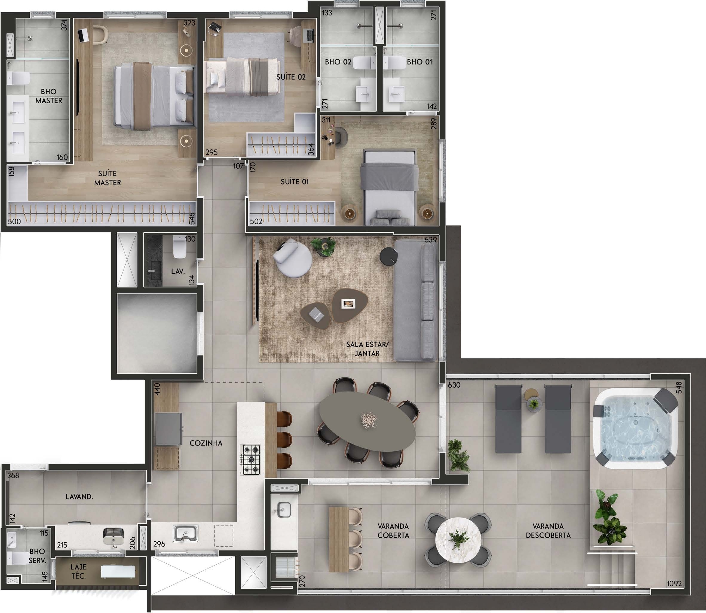 Planta 03 - 3 dorm 192m² - garden