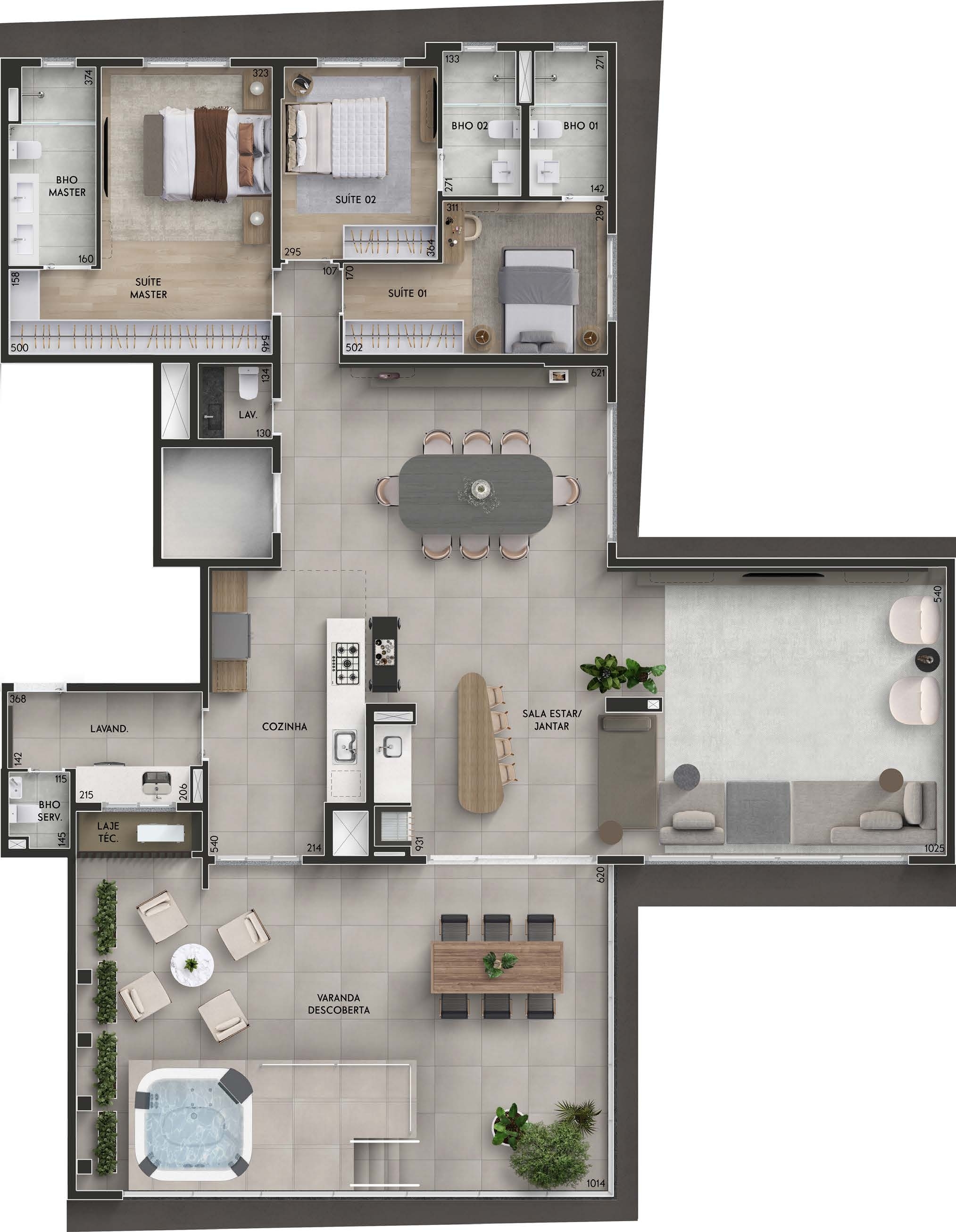 Planta 07 - 3 dorm 262m² - garden