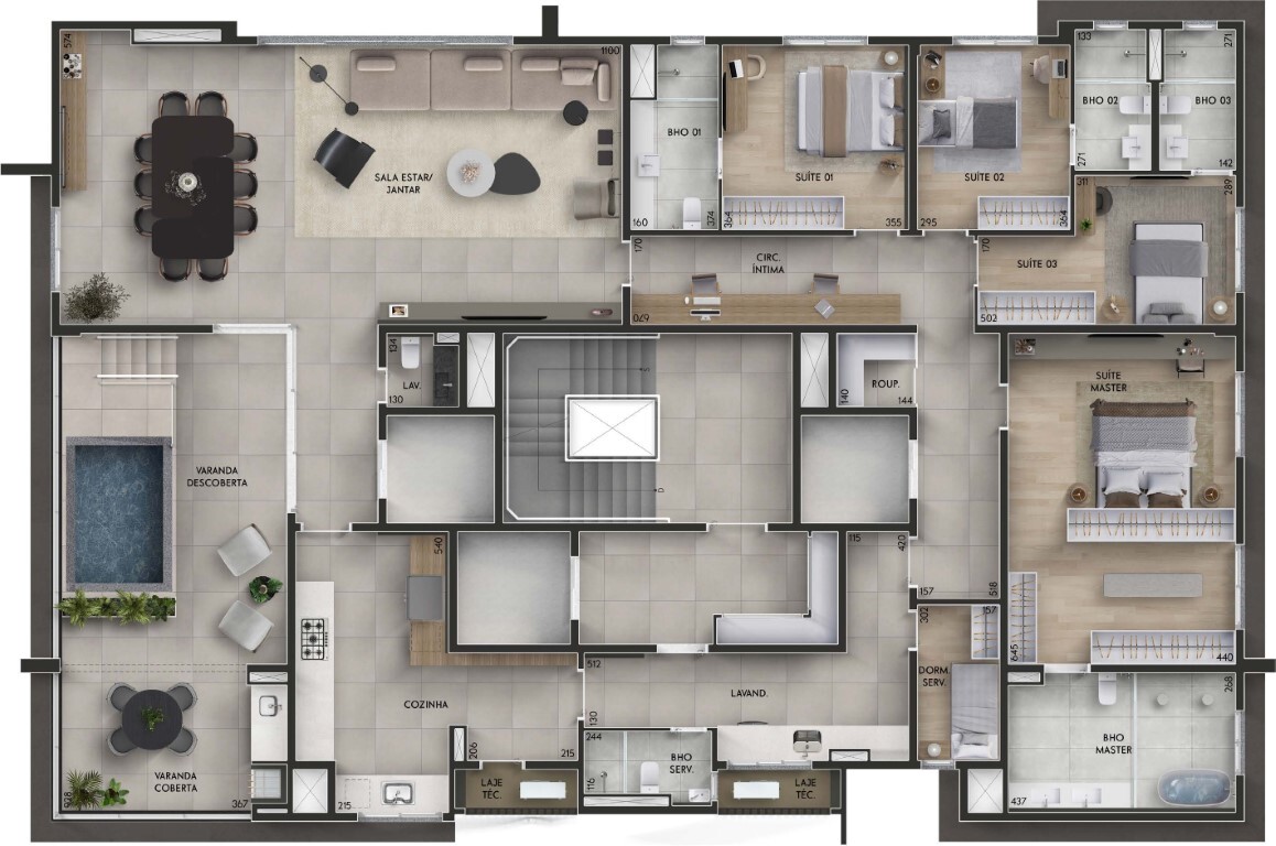 Planta 08 - 4 dorm 309m² - penthouse