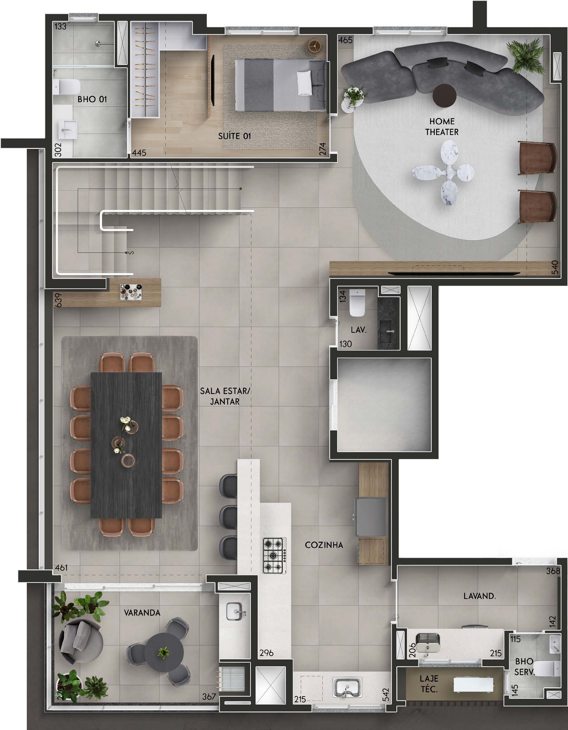 Planta 05 - 3 dorm 258m² - duplex - inferior