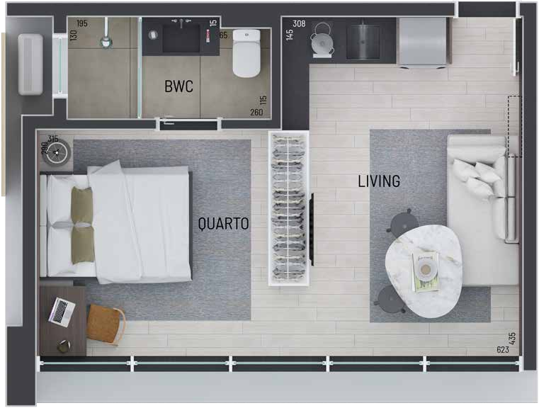 Planta 01 - 1 dorm 29,84m² - studio