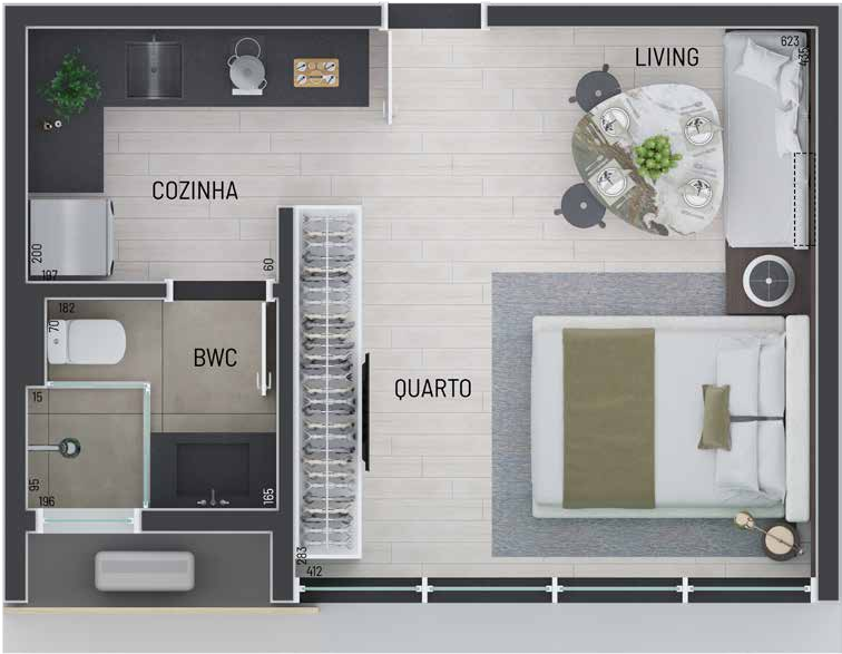 Planta 02 - 1 dorm 29,84m² - studio