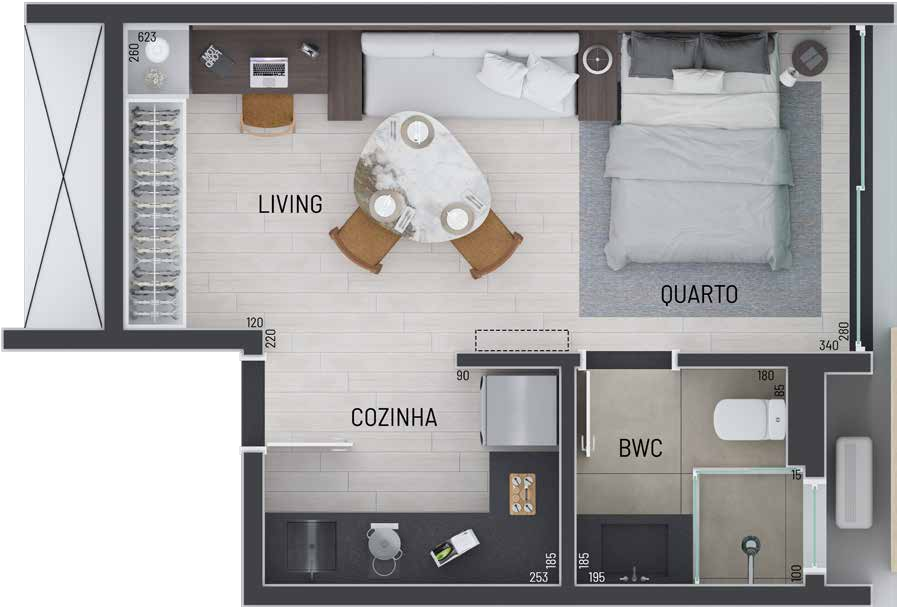 Planta 03 - 1 dorm 29,84m² - studio