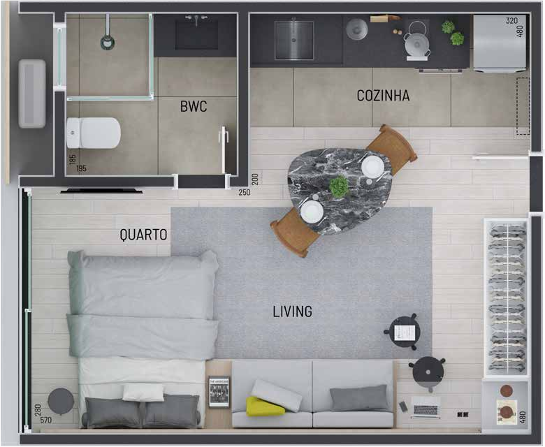 Planta 04 - 1 dorm 30m² - studio