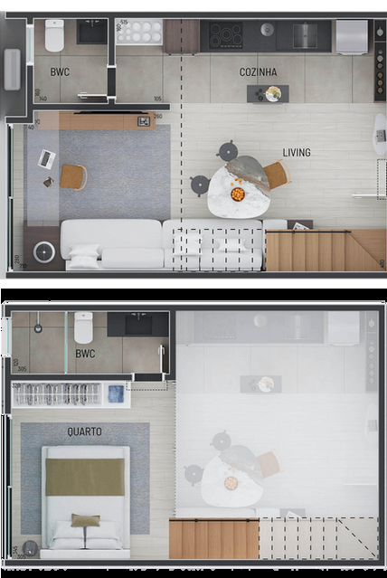 Planta 05 - 1 dorm 55,44m² - loft