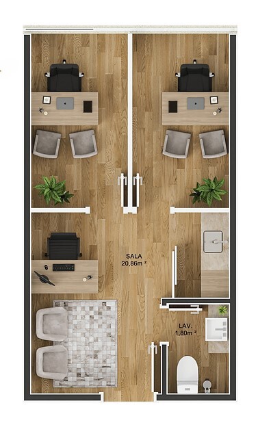 Planta 01 - 25,01m² - sala