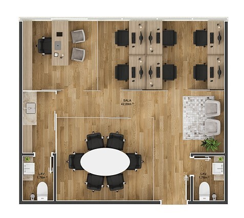 Planta 03 - 50,12m² - sala - junção