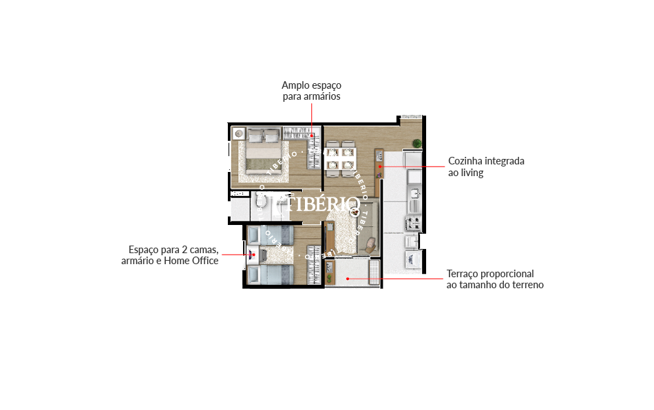 Planta 01 - 2 dorm 49m²