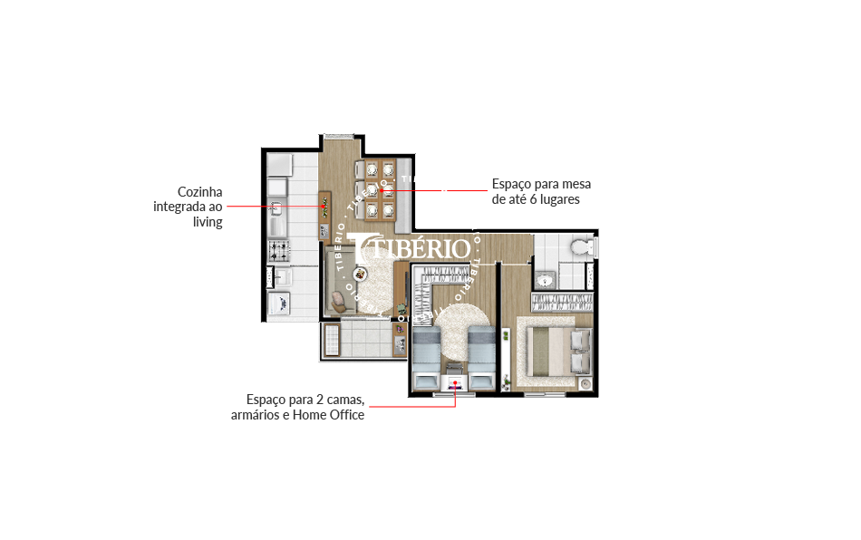 Planta 02 - 2 dorm 50m²