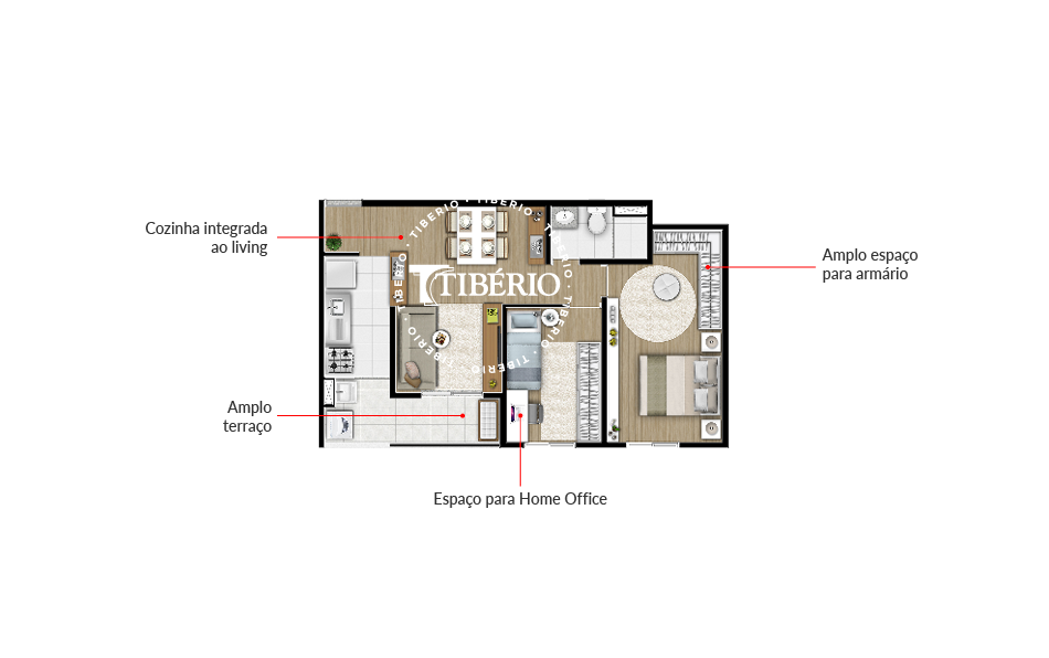 Planta 03 - 2 dorm 52m²