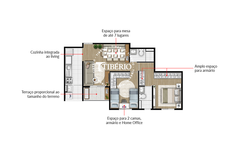 Planta 04 - 2 dorm 58m²