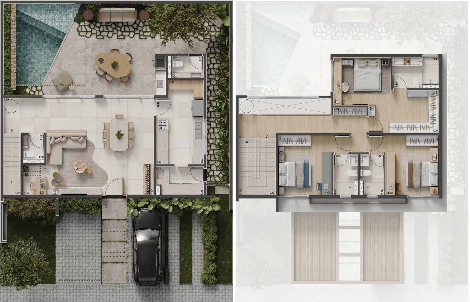 Planta 01 - 3 dorm 187m²