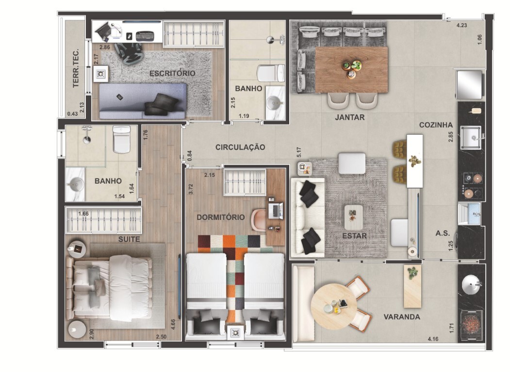 Planta 08 - 3 dorm 67,14m²