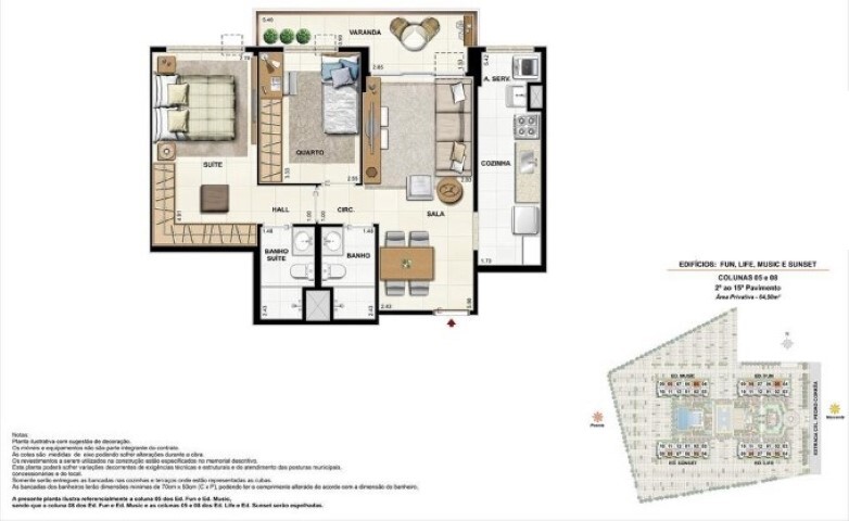 Planta 07 - 2 dorm 64,90m²