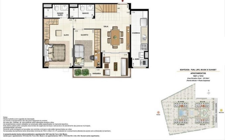 Planta 09 - 3 dorm 167,82m² - cobertura duplex