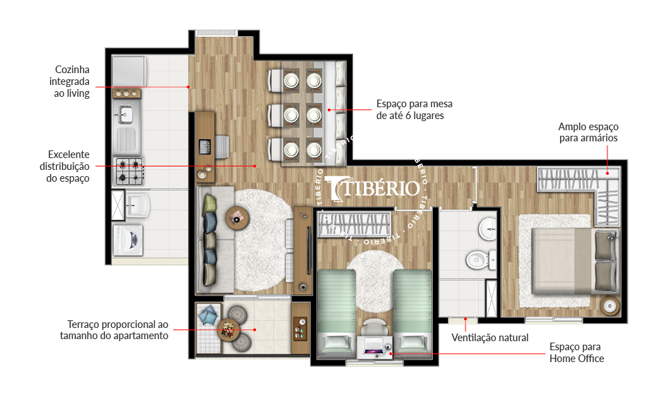 Planta 01 - 2 dorm 51m²
